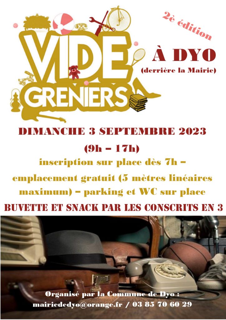 2ème vide grenier en septembre – Commune de Dyo